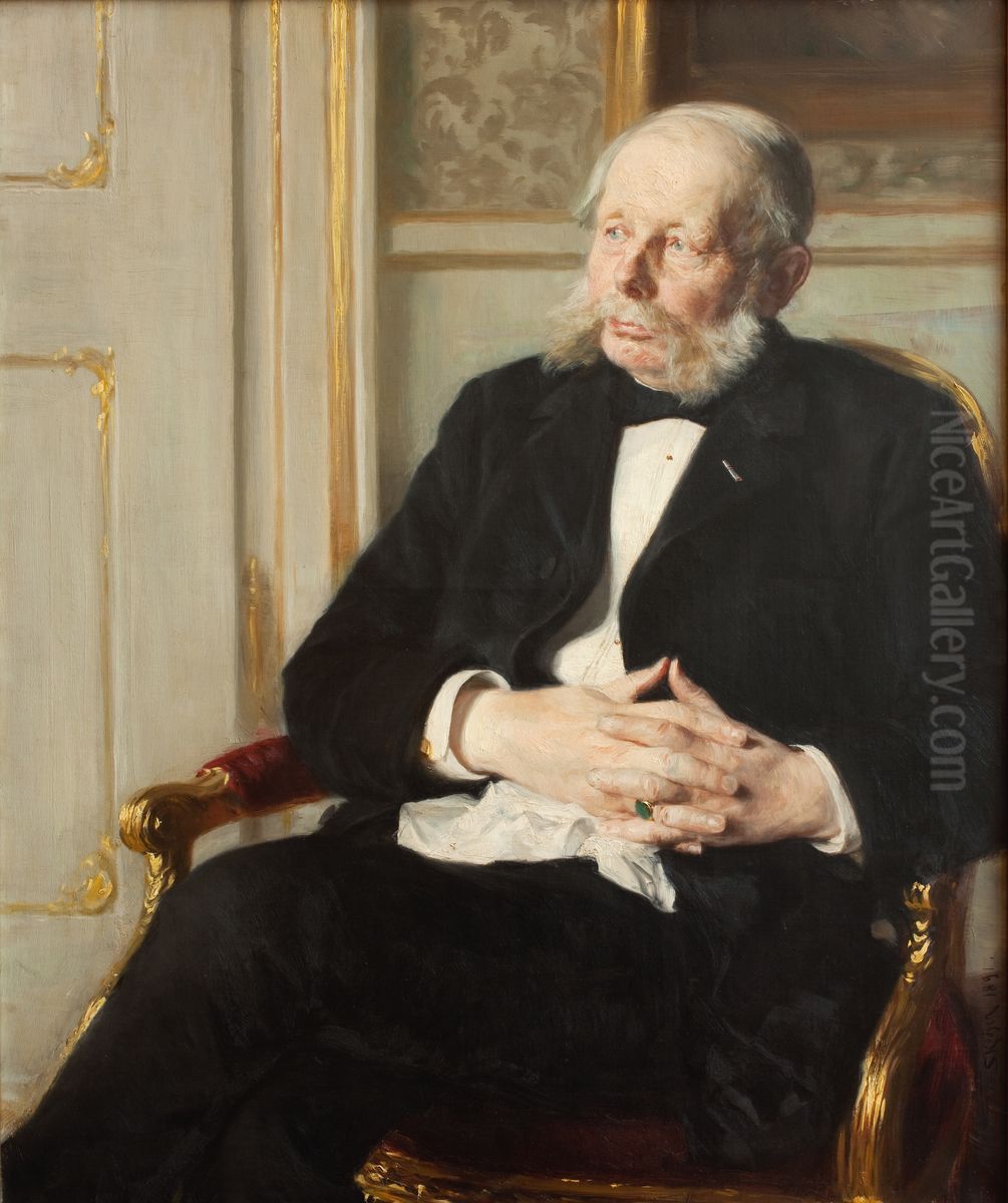 Portrait of Baron Otto Ditlev Rosenorn-Lehn Oil Painting by Peder Severin Kroyer