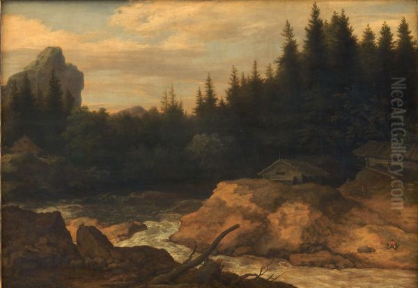 The River in the Pine Forest Oil Painting by Allaert van Everdingen