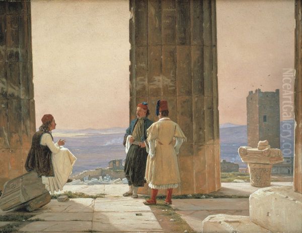 Udsigt fra Parthenon pa Akropolis Oil Painting by Martinus Rorbye