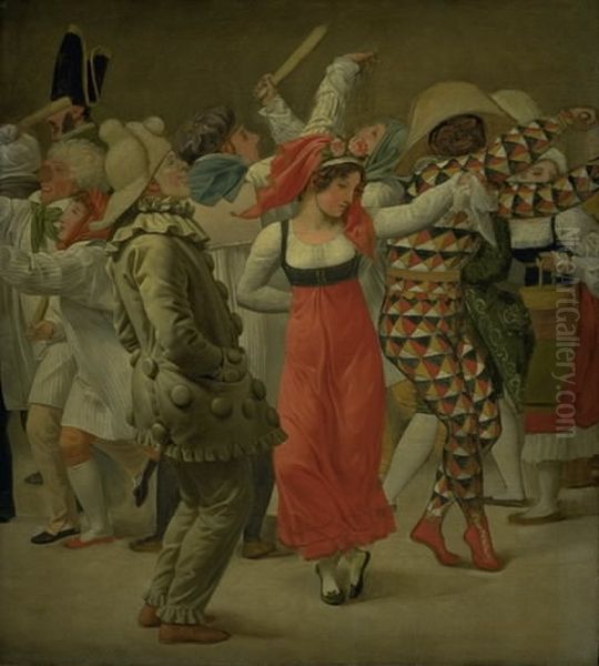 Karnevallet i Rom. Fragment Oil Painting by Christoffer Wilhelm Eckersberg