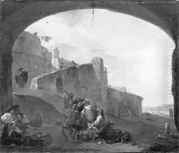 The Gipsy Woman Telling the Soldiers their Fortunes Oil Painting by Thomas Wijck