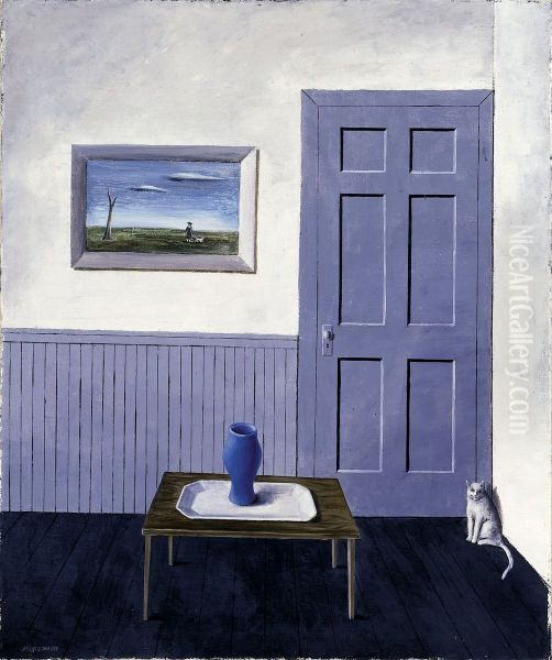 White Cat Oil Painting by Gertrude Abercrombie