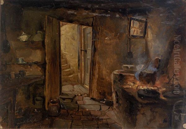 Interior of a Kitchen Oil Painting by Eliphalet Frazer Andrews