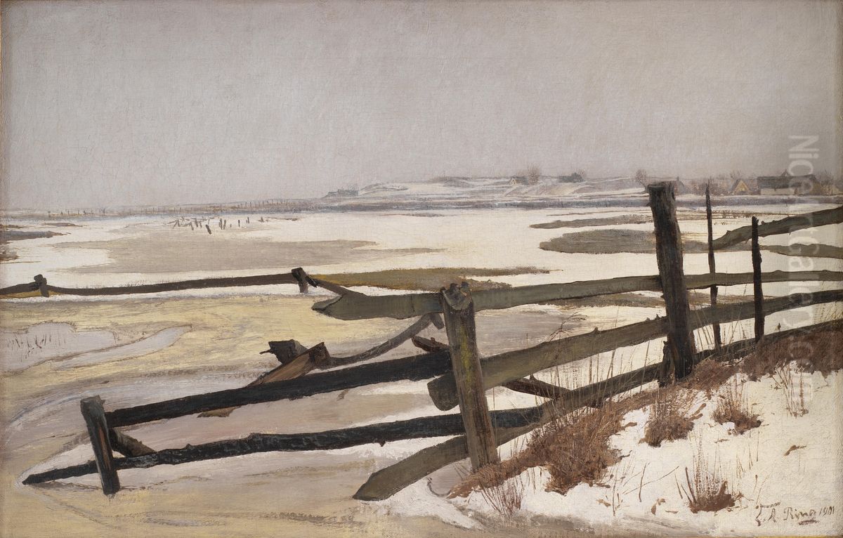 Thaw Oil Painting by Laurits Andersen Ring