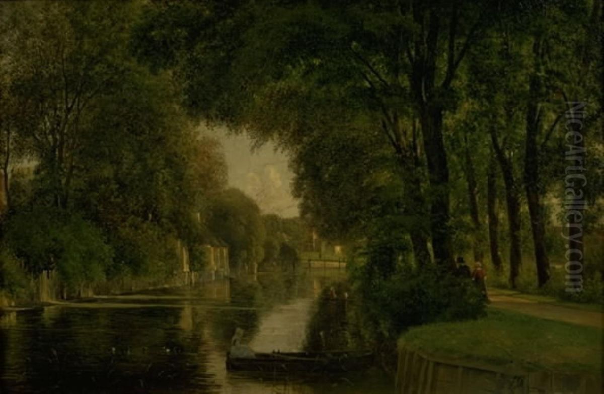 A Canal. Frederiksvaerk, Zealand Oil Painting by Thorald Brendstrup