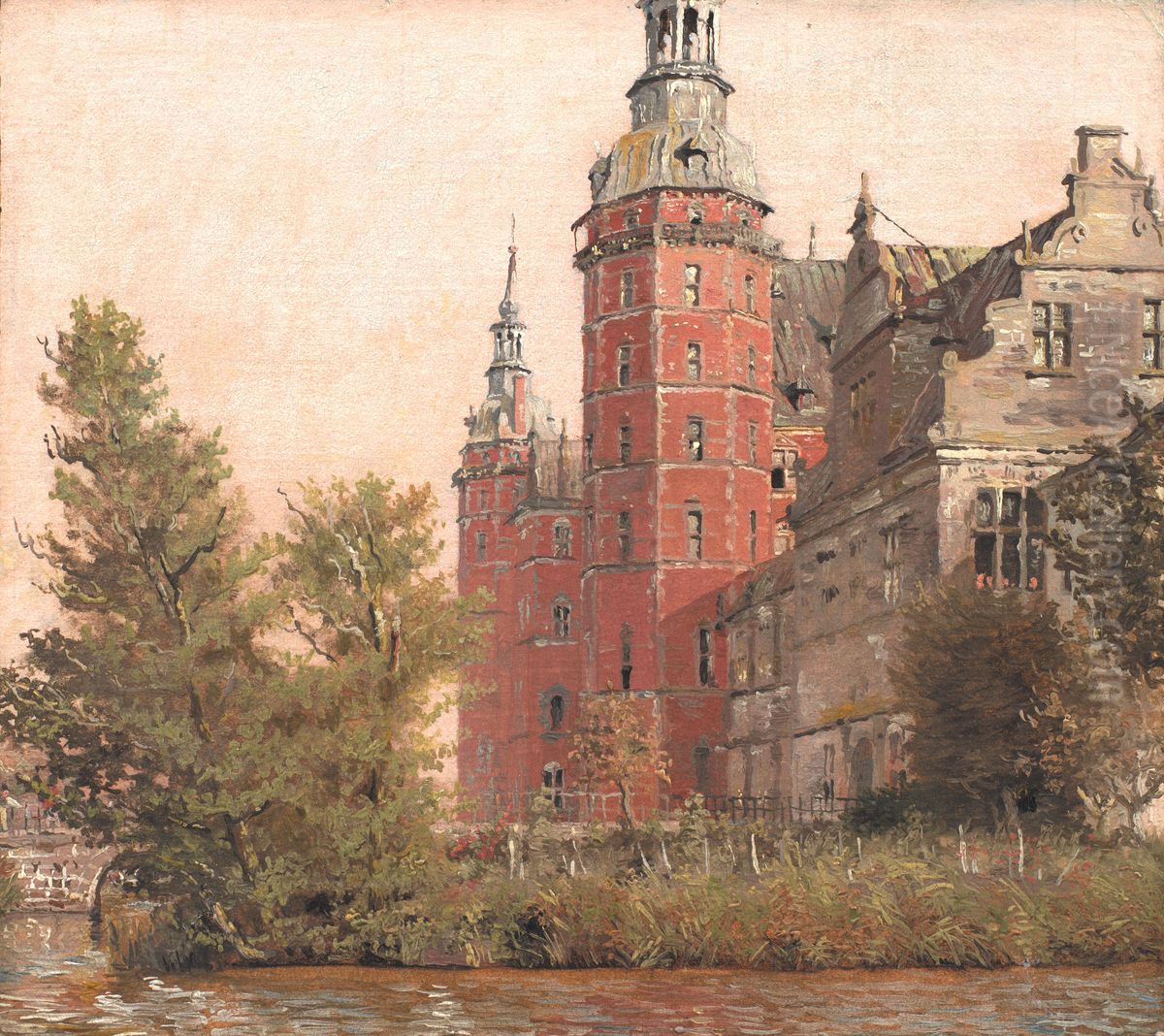 Frederiksborg Castle seen from the Northwest. Study Oil Painting by Christen Kobke