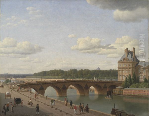 Pont Royal seen from Quai Voltaire Oil Painting by Christoffer Wilhelm Eckersberg
