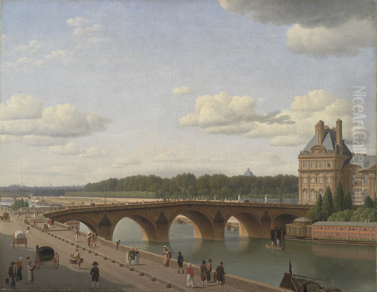 Udsigt ved Pont Royal fra Quai Voltaire i Paris Oil Painting by Christoffer Wilhelm Eckersberg