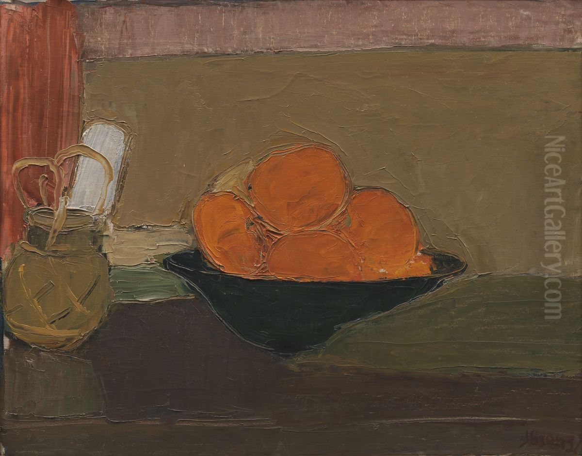 Opstilling med appelsiner Oil Painting by Immanuel Ibsen