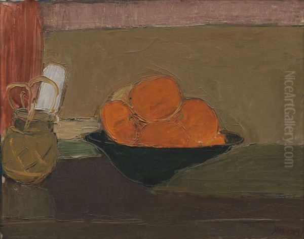 Still life with oranges Oil Painting by Immanuel Ibsen