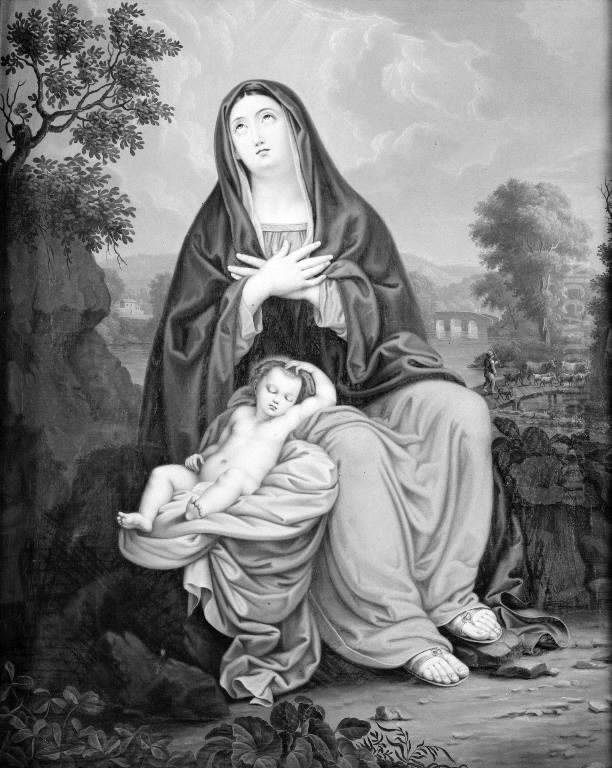 Jomfru Maria med det sovende Jesusbarn i et landskab Oil Painting by Carl Christian Seydewitz