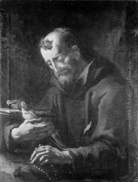 Monk Oil Painting by Gaspare Diziani