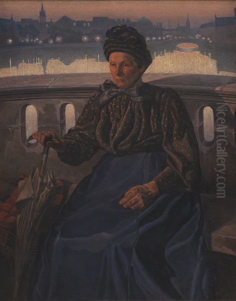 Kunstnerens moder Oil Painting by Edvard Weie