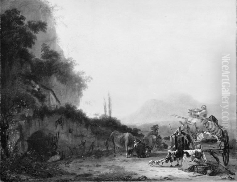 Landscape with a Removal Cart Oil Painting by Willem Schellinks