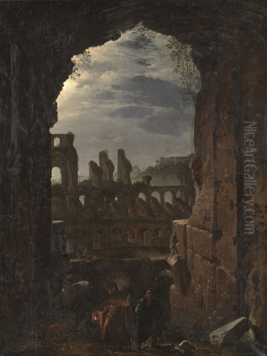 Parti af Colosseum i maneskin Oil Painting by Franz Ludwig Catel