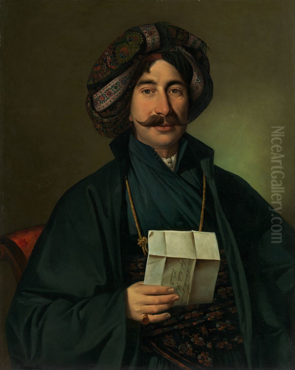 Man in Ottoman dress Oil Painting by Giuseppe Tominz
