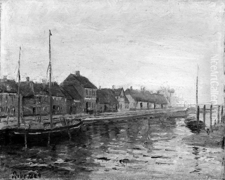 Skibbroen i Ribe Oil Painting by Albert Gottschalk