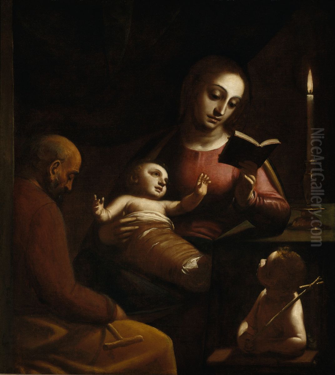 Holy Family with St John the Baptist Oil Painting by Luca Cambiaso