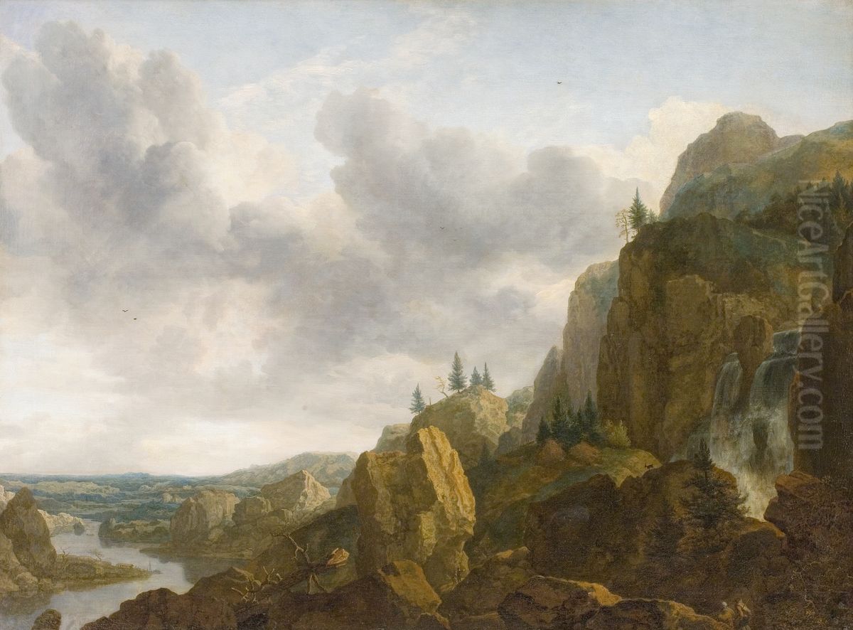 Northern Mountain Landscape with Waterfall Oil Painting by Allaert van Everdingen