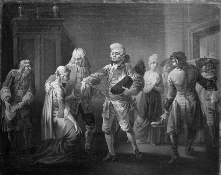 Den honette Ambition, III akt, 5. scene Oil Painting by Christian August Lorentzen