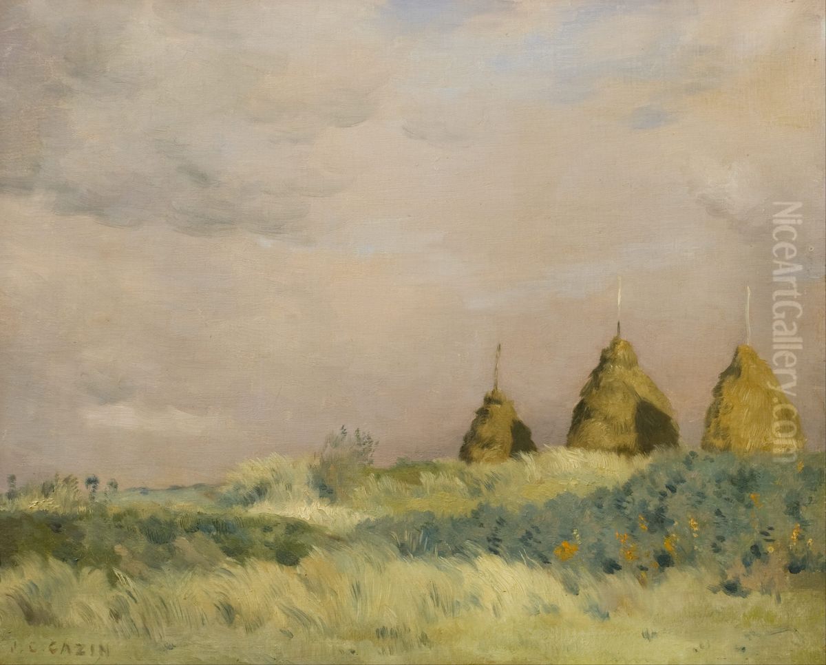 The three stacks Oil Painting by Jean-Charles Cazin