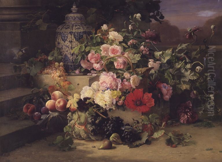 Fruits and flowers Oil Painting by Carl Balsgaard