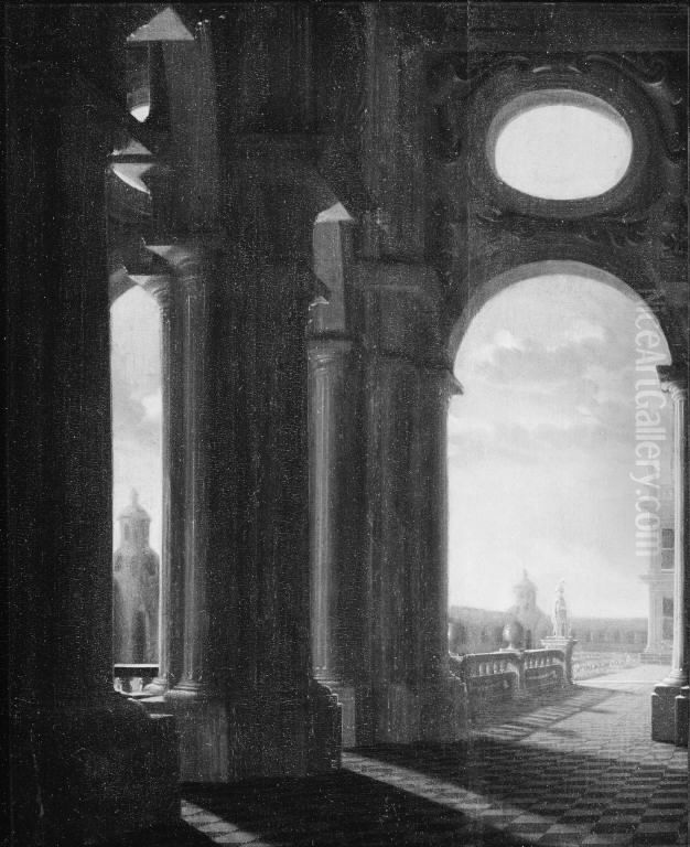 A Colonnade Oil Painting by Daniel de Blieck