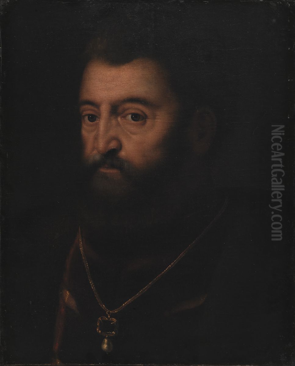 Portrait of Alfonso d'Este, Duke of Ferrara Oil Painting by Titian