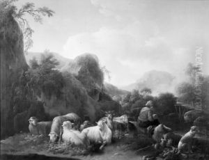 Family of Shepherds in a Mountainous Landscape