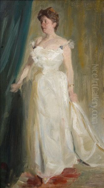 Portraet af lensgrevinde Lillie Suzanne Raben-Levetzau Oil Painting by Peder Severin Kroyer