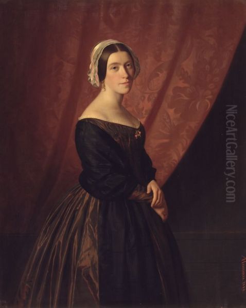Thora Hunaeus, f. Garbrecht, kunstnerens hustru Oil Painting by Andreas Herman Hunaeus