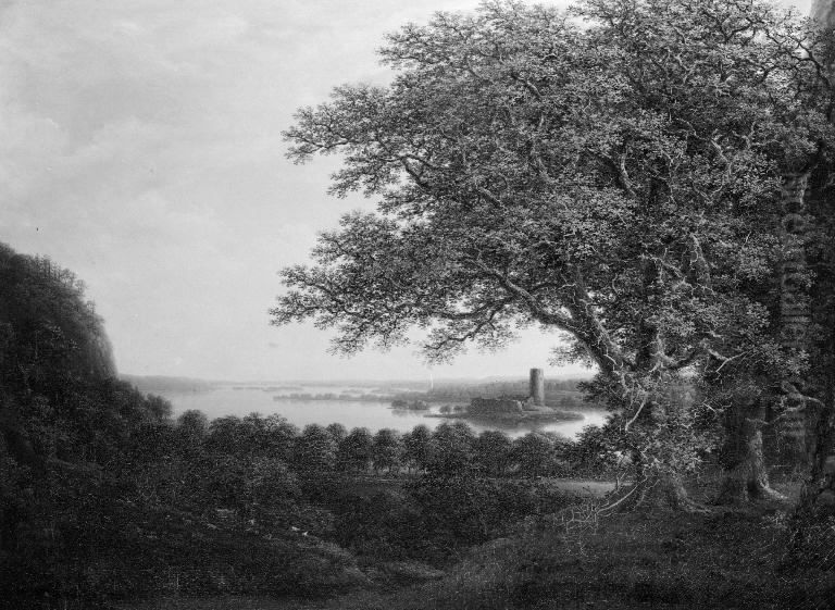 The Ruins of Stegeborg Castle near Vettern in Eastern Gotland Oil Painting by Carl Johan Fahlcrantz
