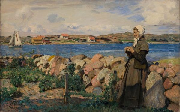 Fra den norske skjaergard Oil Painting by Eilif Peterssen