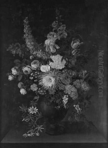 En vase med blomster Oil Painting by Cladius Detlev Fritzsch