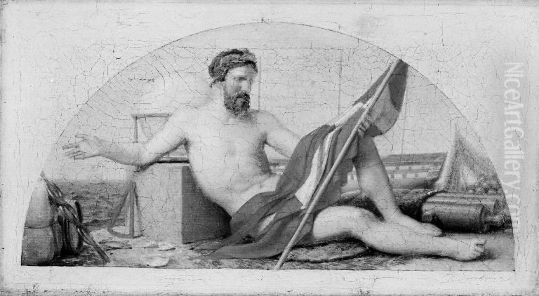 Neptun Oil Painting by Christoffer Wilhelm Eckersberg