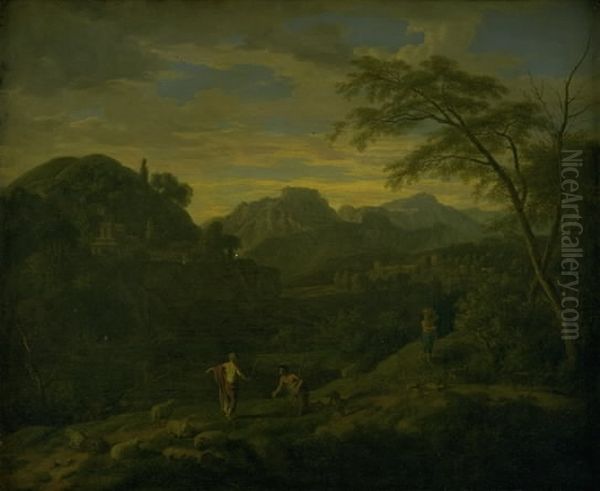 Southern Mountain Scenery Oil Painting by Johannes Glauber