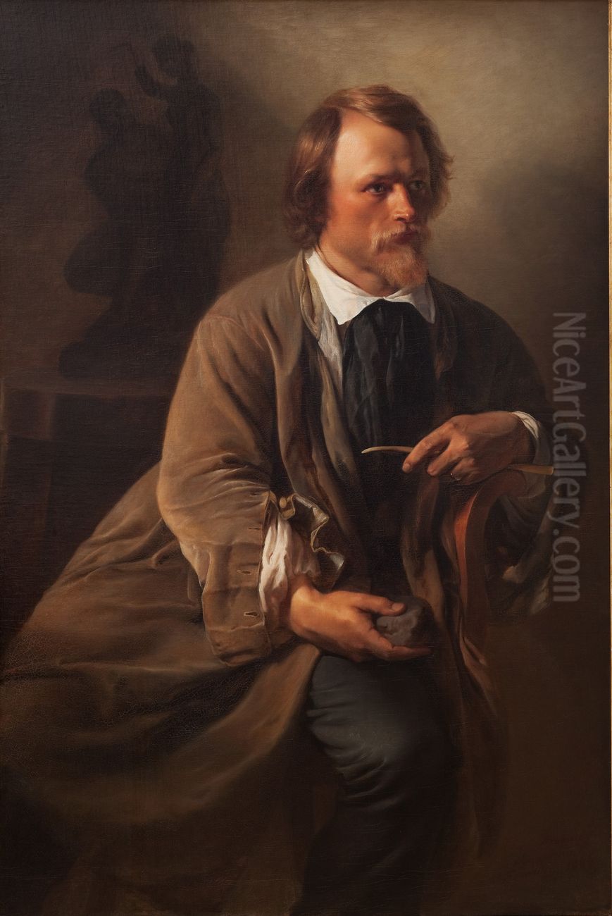 Portrait of Jens Adolf Jerichau Oil Painting by Elisabeth Baumann