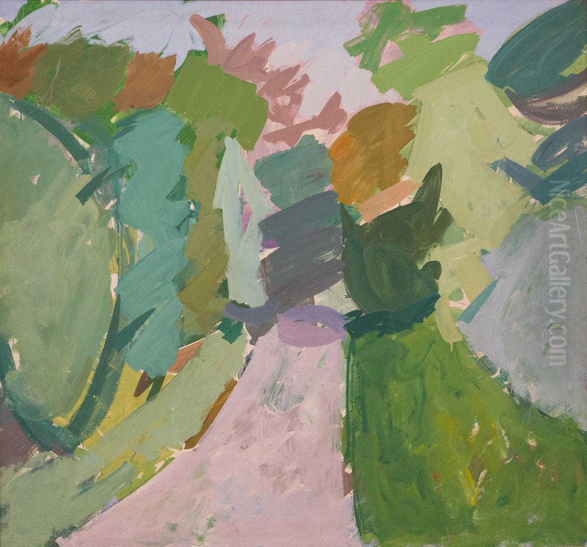 A Forest Road Oil Painting by Edvard Weie