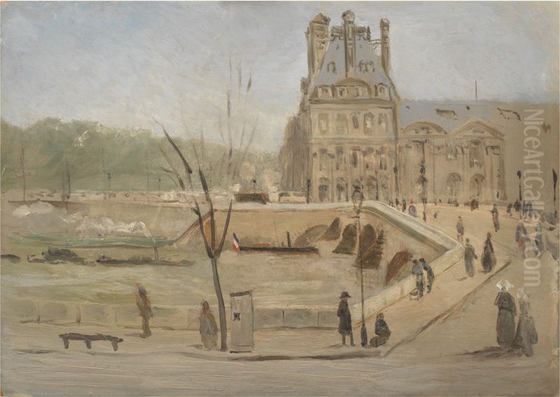 Pont Royal in Paris. Sketch Oil Painting by David Jacobsen