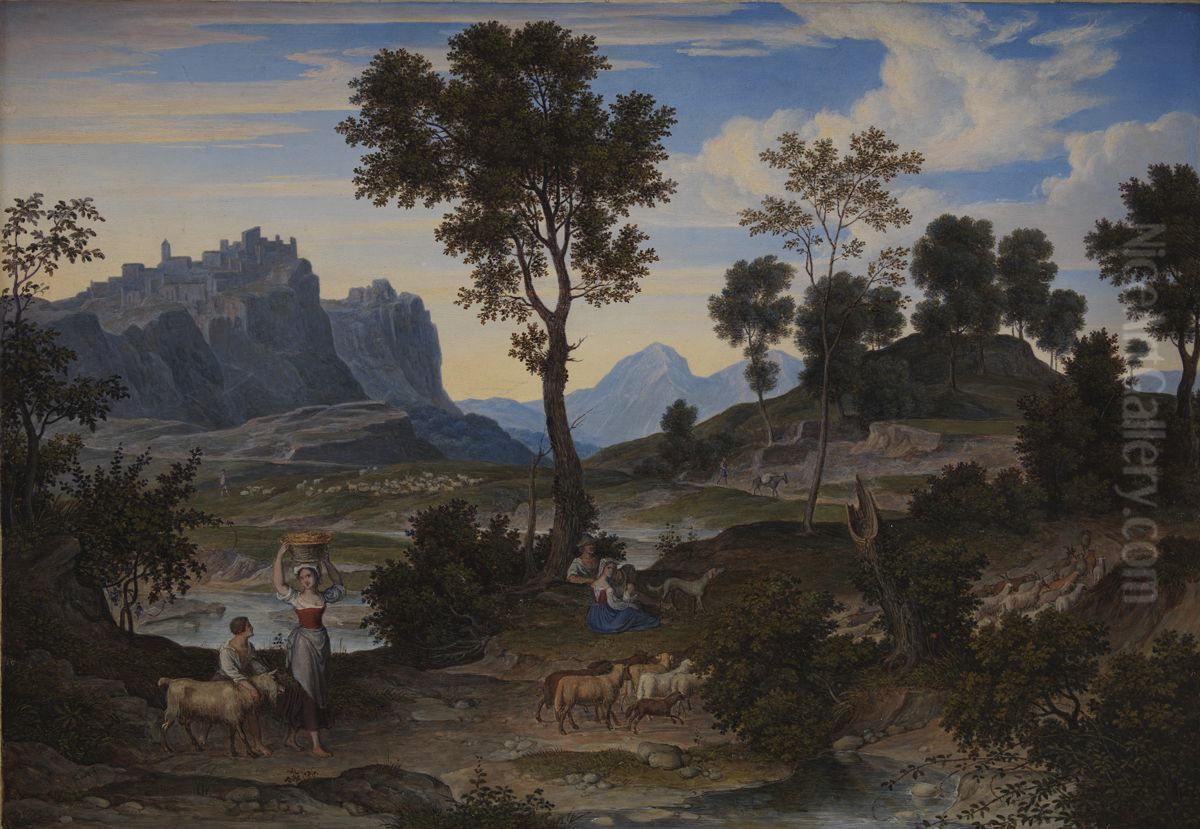 Landscape from Civitella near Olevano Oil Painting by Joseph Anton Koch