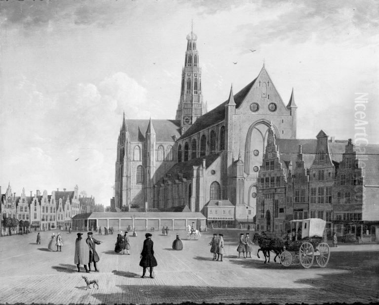 Grootekerk at Haarlem Oil Painting by Jan ten Compe