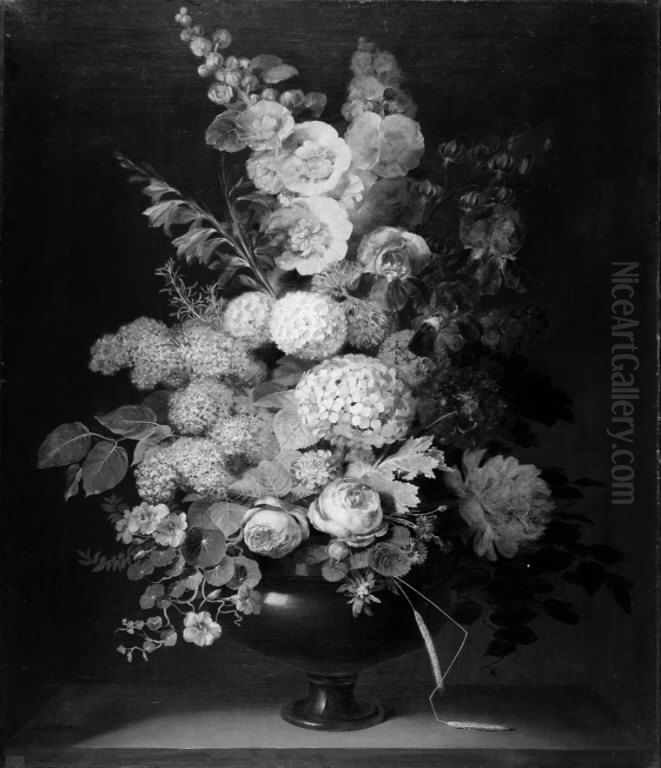 En vase med blomster Oil Painting by Cladius Detlev Fritzsch