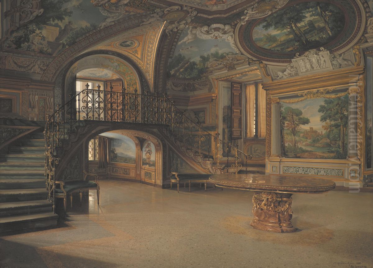 En sal i Palazzo Borghese Oil Painting by Josef Theodor Hansen