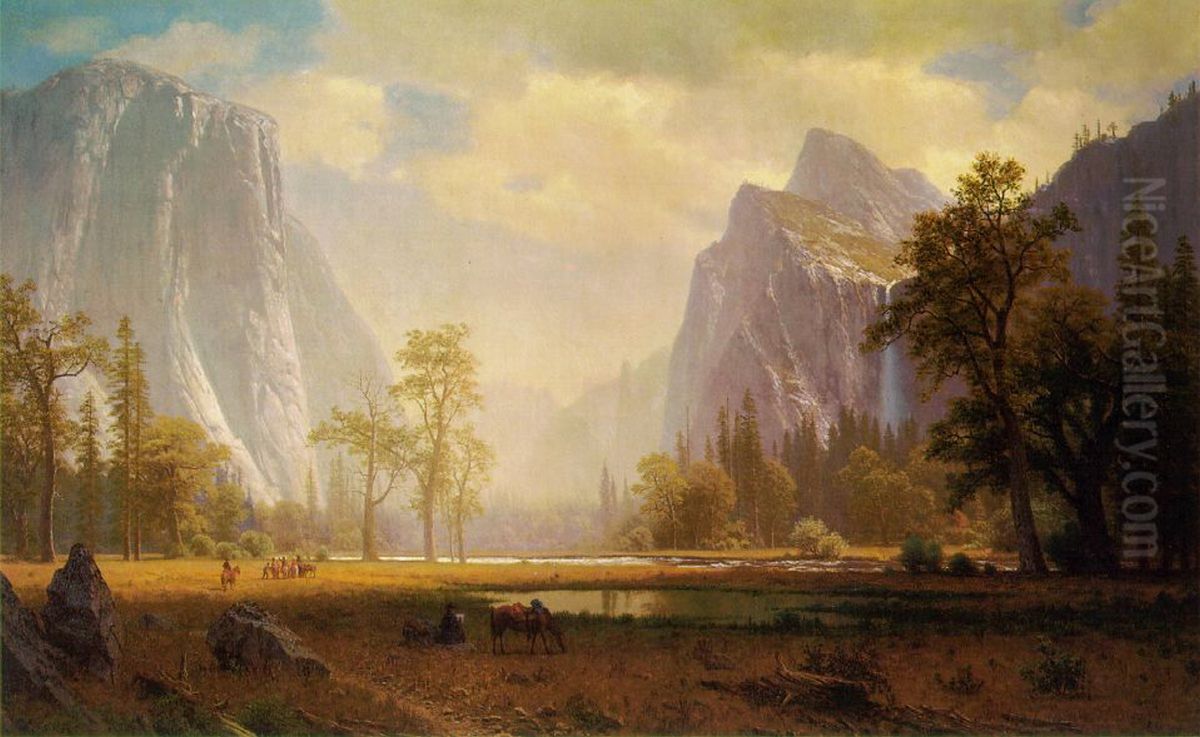 Looking Up the Yosemite Valley Oil Painting by Albert Bierstadt
