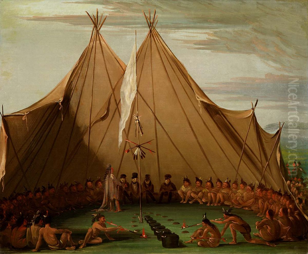 Sioux Dog Feast Oil Painting by George Catlin