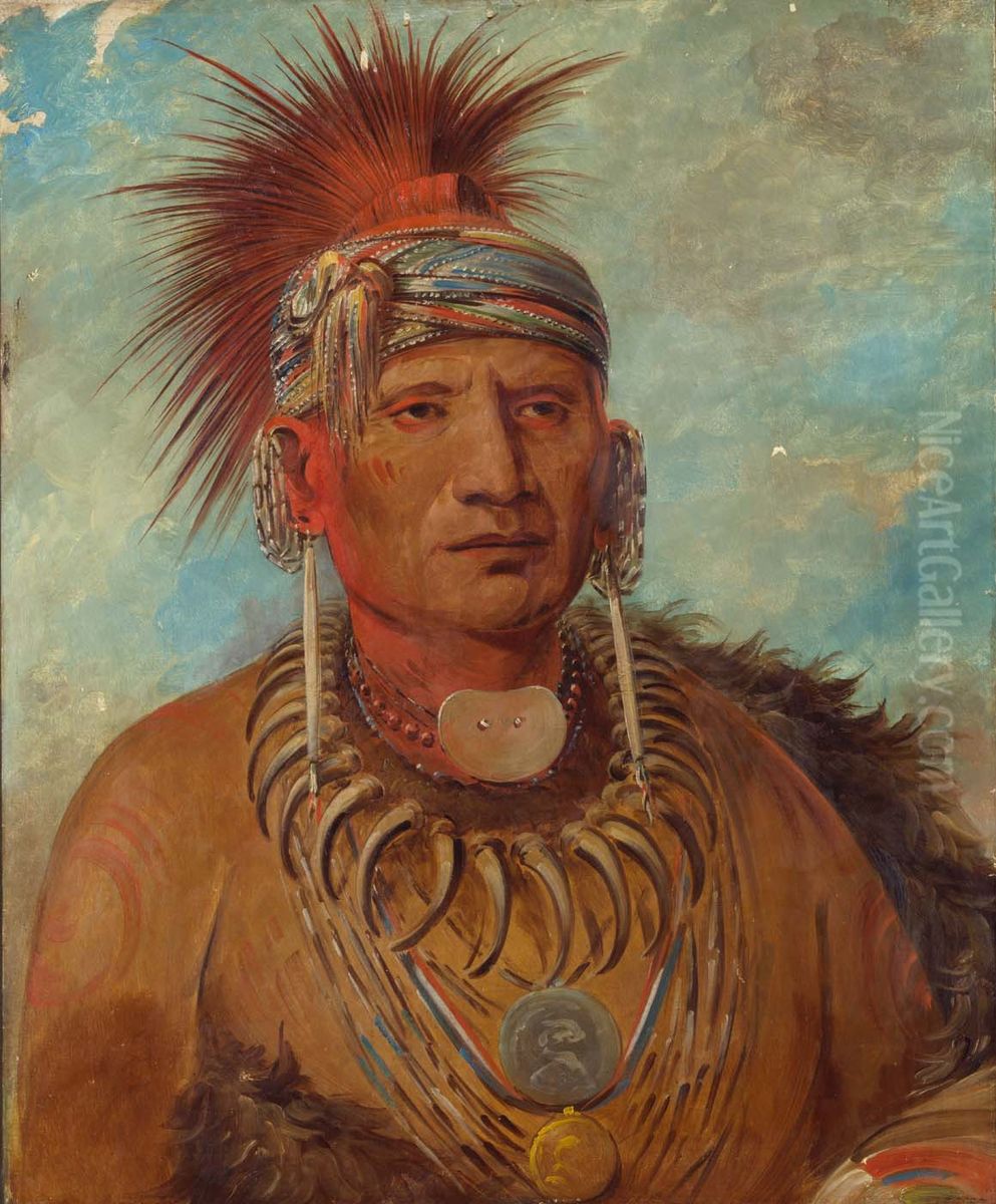Neu-mon-ya, Walking Rain, War Chief Oil Painting by George Catlin