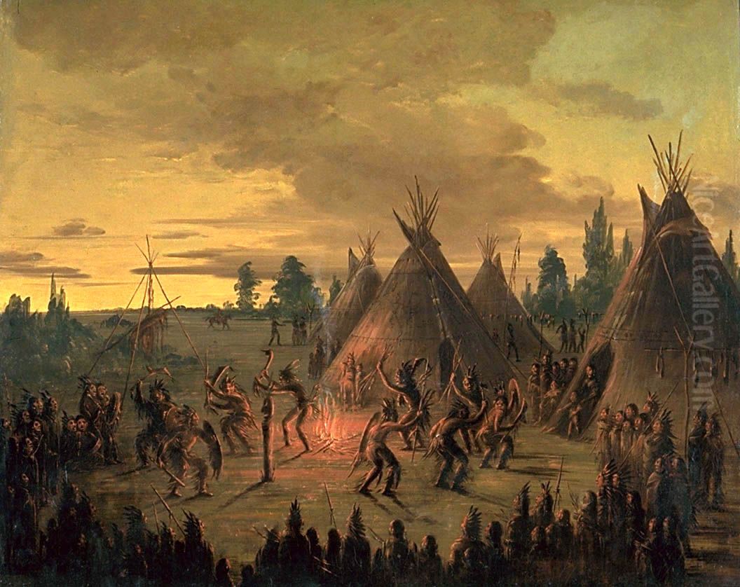 War Dance, Sioux Oil Painting by George Catlin