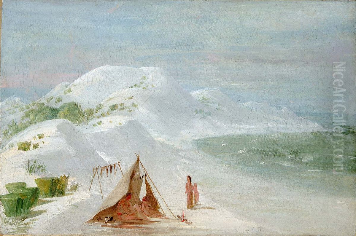 White Sand Bluffs, on Santa Rosa Island, Near Pensacola Oil Painting by George Catlin