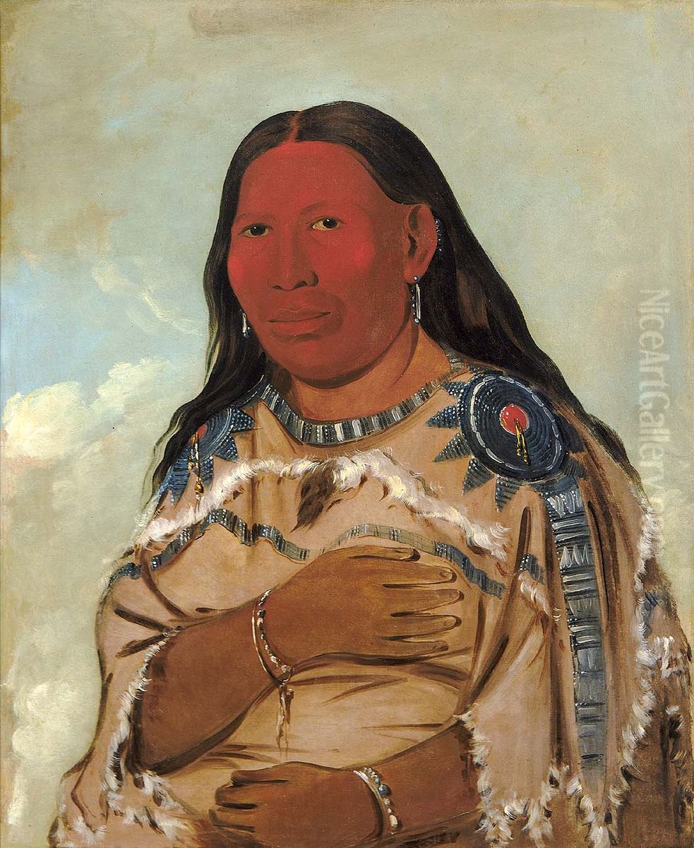 Wife of Two Crows Oil Painting by George Catlin