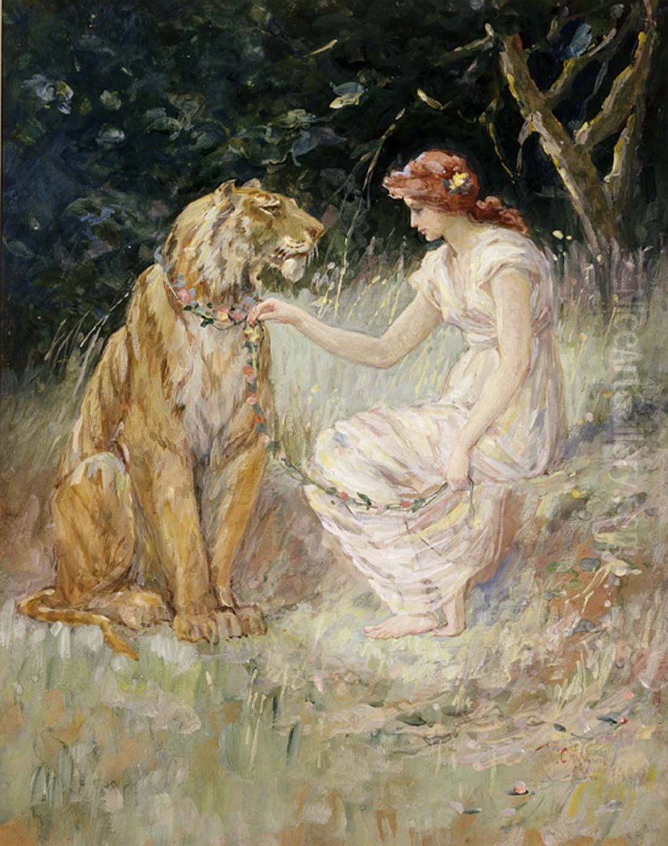 Lady and the Tiger Oil Painting by Frederick Stuart Church